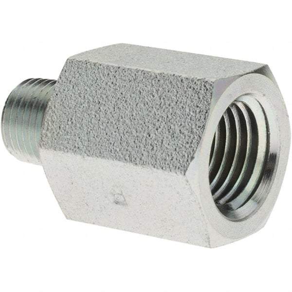 Parker - 1/8 Male Thread x 1/4 Female Thread, Steel Industrial Pipe Adapter - MNPTF x FNPTF, 6,000 psi - Exact Tool & Supply