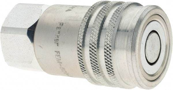 Parker - 1/2-14 NPSF Steel Hydraulic Hose Female Pipe Thread Coupler & No Lock Fitting - 3,625 psi - Exact Tool & Supply