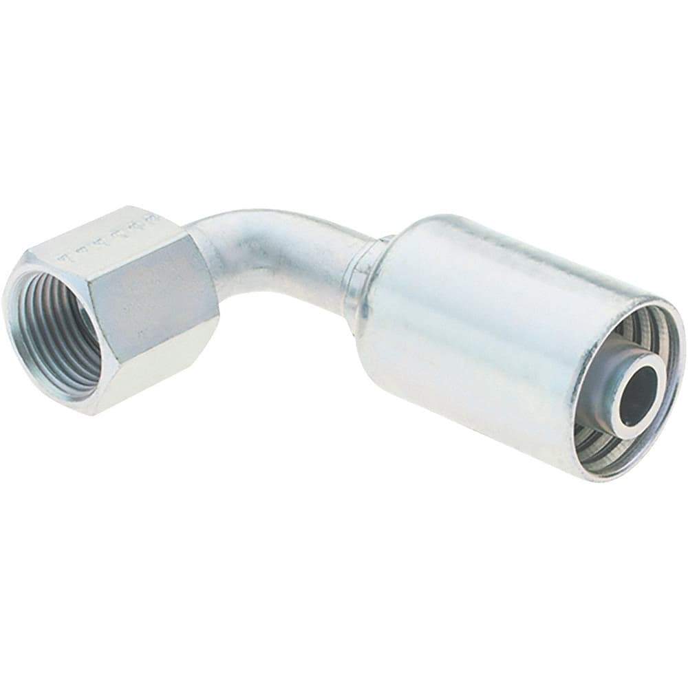 Parker - 3/4-16 Female JIC Steel Hydraulic Hose Female JIC Swivel & 90° Elbow - -8 Hose Size, 1/2" Hose Diam - Exact Tool & Supply