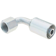 Parker - 3/4-16 Female JIC Steel Hydraulic Hose Female JIC Swivel & 90° Elbow - -8 Hose Size, 1/2" Hose Diam - Exact Tool & Supply
