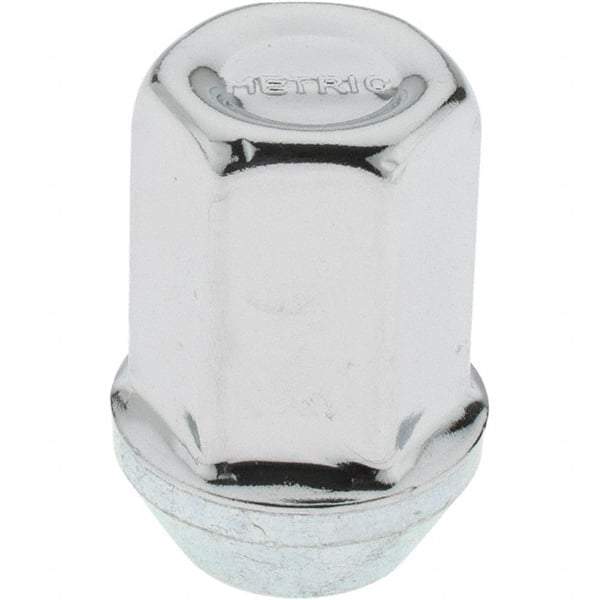 Value Collection - M12-1.5 Stainless Steel Finish Capped Wheel Nut - 19mm Hex, 32mm Overall Length, 60° Seat Angle - Exact Tool & Supply