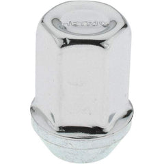 Value Collection - M12-1.5 Stainless Steel Finish Capped Wheel Nut - 19mm Hex, 32mm Overall Length, 60° Seat Angle - Exact Tool & Supply