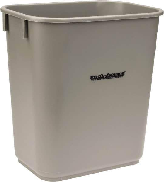 PRO-SOURCE - 14 Qt Gray Rectangle Trash Can - Polyethylene, 12-1/4" High x 8-1/4" Long x 11-1/4" Wide - Exact Tool & Supply