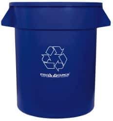 PRO-SOURCE - 20 Gal Blue Round Recycling Container - Polyethylene, 23" High - Exact Tool & Supply