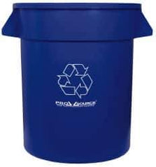 PRO-SOURCE - 20 Gal Blue Round Recycling Container - Polyethylene, 23" High - Exact Tool & Supply