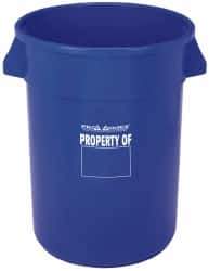 PRO-SOURCE - 20 Gal Blue Round Trash Can - Polyethylene, 22-1/2" High - Exact Tool & Supply