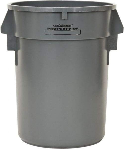 PRO-SOURCE - 32 Gal Round Trash Can - 31-3/4 Inch High, Gray, Polyethylene, Vented Rib Style, USDA Approved - Exact Tool & Supply