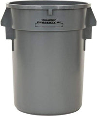 PRO-SOURCE - 32 Gal Round Trash Can - 31-3/4 Inch High, Gray, Polyethylene, Vented Rib Style, USDA Approved - Exact Tool & Supply