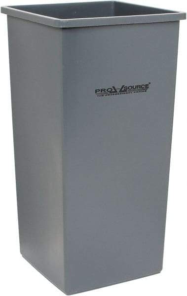 PRO-SOURCE - 32 Gal Gray Square Trash Can - Polyethylene, 31-3/4" High - Exact Tool & Supply