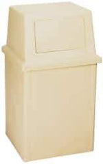 PRO-SOURCE - 35 Gal Beige Rectangle Trash Can - Polyethylene, 39-1/2" High - Exact Tool & Supply