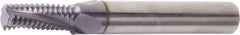 Vargus - 9/16-18 UN, 0.371" Cutting Diam, 4 Flute, Solid Carbide Helical Flute Thread Mill - Internal Thread, 0.889" LOC, 3-1/2" OAL, 3/8" Shank Diam - Exact Tool & Supply