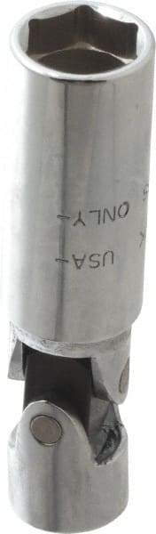 Blackhawk by Proto - 5/8", 3/8" Drive, Spark Plug Hand Socket - 6 Points, 3-3/8" OAL, Steel, Chrome Finish - Exact Tool & Supply