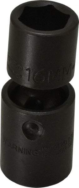 Proto - 1/2" Drive 16mm Standard Universal Impact Socket - 6 Points, 2-11/16" OAL - Exact Tool & Supply