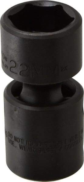 Proto - 1/2" Drive 22mm Standard Universal Impact Socket - 6 Points, 2-19/32" OAL - Exact Tool & Supply