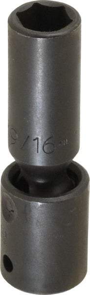 Proto - 1/2" Drive 9/16" Deep Universal Impact Socket - 6 Points, 3-19/32" OAL - Exact Tool & Supply