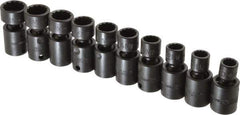 Proto - 10 Piece 3/8" Drive Standard Impact Socket Set - 12 Points, 10 to 19mm, Metric Measurement Standard - Exact Tool & Supply
