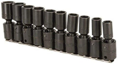 Proto - 10 Piece 3/8" Drive Deep Impact Socket Set - 6 Points, 10 to 19mm, Metric Measurement Standard - Exact Tool & Supply
