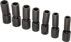 Proto - 7 Piece 1/2" Drive Deep Impact Socket Set - 6 Points, 13 to 19mm, Metric Measurement Standard - Exact Tool & Supply