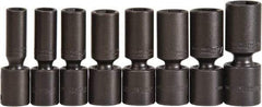 Proto - 8 Piece 1/2" Drive Deep Impact Socket Set - 6 Points, 1/2 to 15/16", Inch Measurement Standard - Exact Tool & Supply