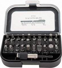 Blackhawk by Proto - 31 Piece, Screwdriver Insert Bit Set - #1, #2 & #3 Phillips, 2 to 8mm Hex, T6 to T40 Torx, #1, #2 & #3 Pozidriv, 1/8, 5/32, 3/16, 7/32, 1/4 & 9/32" Slotted - Exact Tool & Supply