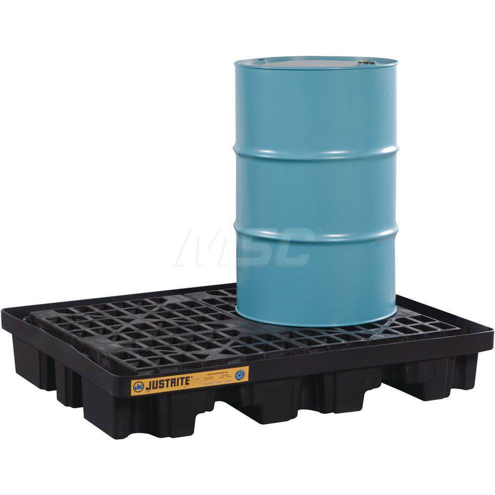Justrite - Spill Pallets, Platforms, Sumps & Basins; Type: EcoPolyBlend? DrumSheds? ; Number of Drums: 2 ; Sump Capacity (Gal.): 67.00 ; Load Capacity (Lb.): 2500.000 ; Material: Polyethylene ; Height (Inch): 9 - Exact Tool & Supply
