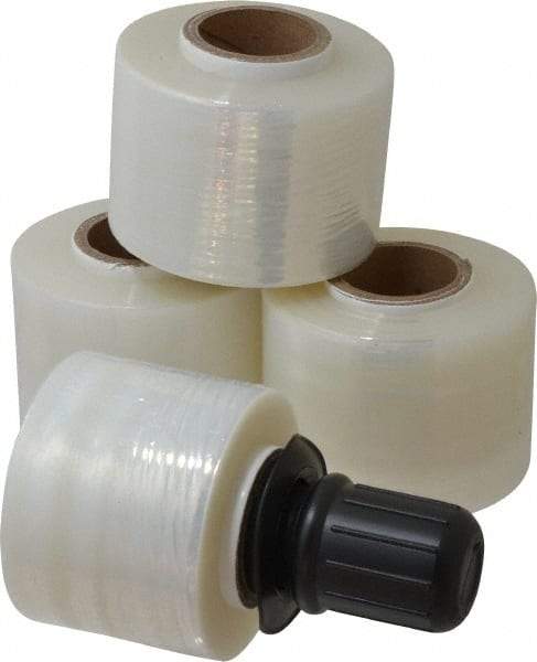 Stretch Associates - 3" x 600' 150 Gauge Clear Bundling Stretch Film with Dispenser - 4 Piece, 150 Gauge, Clear - Exact Tool & Supply