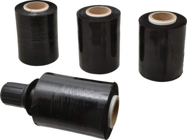 Stretch Associates - 5" x 1,000' 80 Gauge Black Bundling Stretch Film with Dispenser - 4 Piece, 80 Gauge, Black - Exact Tool & Supply