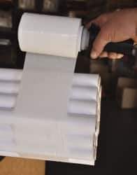 Stretch Associates - 3" x 1,000' 80 Gauge White Bundling Stretch Film with Dispenser - 4 Piece, 80 Gauge, White - Exact Tool & Supply