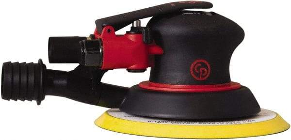 Chicago Pneumatic - 12,000 OPM, 16 CFM Air Consumption, 90 psi Air Pressure, Palm Air Orbital Sander - Round Pad, Hook & Loop Backing, 1/4" Inlet - Exact Tool & Supply
