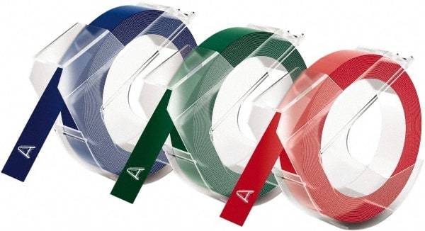 Dymo - Red, Green, Blue Embossing Tape - For DYMO Office Express & Office Mate Embossers - Exact Tool & Supply