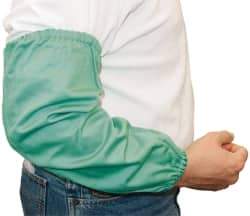 PRO-SAFE - Size Universal, Green Cotton Flame Retardant Sleeves - 18" Long Sleeve, Elastic Opening at Both Ends - Exact Tool & Supply