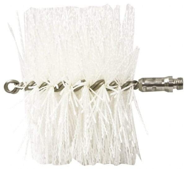 Schaefer Brush - 4-1/2" Long x 8" Diam Nylon Tube Brush - Single Spiral, 7" OAL, 0.06" Filament Diam, 1/4" Shank Diam - Exact Tool & Supply