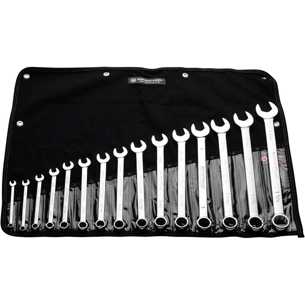 Wright Tool & Forge - 15 Pc, 5/16 - 1 1/4", 12-Point Combination Wrench Set - Exact Tool & Supply