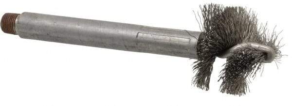 Red Head - 1-1/2" Long x 1-1/2" Diam Steel Wire Brush - Single Spiral, 7/8" Anchor Size, 5-1/8" OAL, 1" Shank Diam - Exact Tool & Supply
