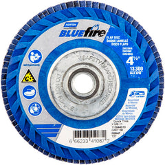 ‎4-1/2 × 5/8 - 11″ BlueFire Plastic Flat Flap Disc Type 27 P60 Grit R884V1 Zirconia Alumina - Exact Tool & Supply