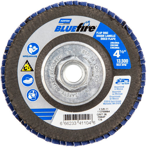 ‎4-1/2″ × 5/8″-11 Type 29 BlueFire Flap Disc - Exact Tool & Supply