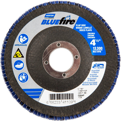 ‎4-1/2″ × 7/8″ 80 Grit Type 29 BlueFire Flap Disc - Exact Tool & Supply