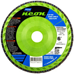 6″ × 7/8″ Flap Disc Neon Quick Trim Type 27- Plastic Plate 120 Grit - Exact Tool & Supply