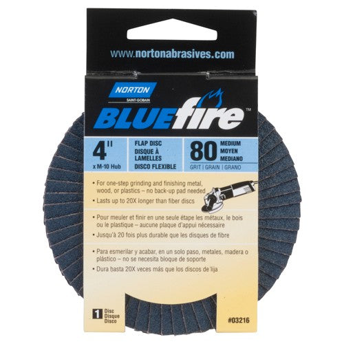 4″ × 5/8″ Flap Disc BlueFire Type 29 Fiberglass Plate 80 Grit - Exact Tool & Supply