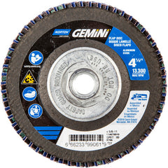 ‎4-1/2 × 5/8 - 11″ Gemini Fiberglass HD Flat Flap Disc Type 27 P80 Grit R766 Zirconia Alumina - Exact Tool & Supply