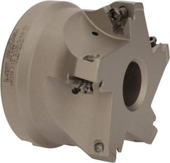 Iscar - 5 Inserts, 3" Cut Diam, 1" Arbor Diam, 0.512" Max Depth of Cut, Indexable Square-Shoulder Face Mill - 0/90° Lead Angle, 2" High, HM390 TDKT 1505 Insert Compatibility, Through Coolant, Series HeliIQMill - Exact Tool & Supply