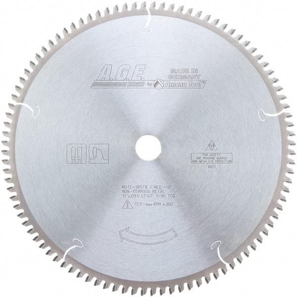 Amana Tool - 12" Diam, 1" Arbor Hole Diam, 96 Tooth Wet & Dry Cut Saw Blade - Carbide-Tipped, Clean Action, Standard Round Arbor - Exact Tool & Supply