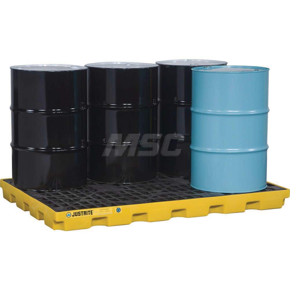 Justrite - Spill Pallets, Platforms, Sumps & Basins; Type: EcoPolyBlend? Accumulation Centers ; Number of Drums: 6 ; Sump Capacity (Gal.): 73.00 ; Load Capacity (Lb.): 7500.000 ; Material: Polyethylene ; Height (Inch): 5.5 - Exact Tool & Supply