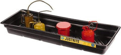 Justrite - 12 Gallon Capacity, 16 Inch Long x 46 Inch Wide, Polyurethane Spill Tray - 16 Inch Diameter, 5-1/2 Inch High, Black - Exact Tool & Supply