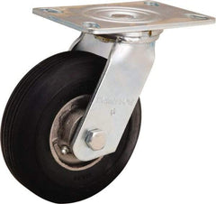 Hamilton - 6" Diam x 2" Wide, Rubber Swivel Caster - 300 Lb Capacity, Top Plate Mount, 4-1/2" x 6-1/4" Plate, Straight Roller Bearing - Exact Tool & Supply