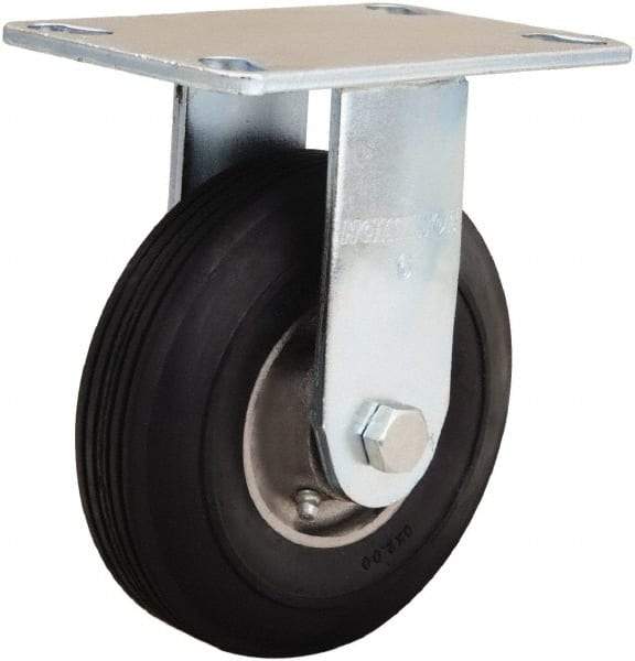 Hamilton - 6" Diam x 2" Wide, Rubber Rigid Caster - 300 Lb Capacity, Top Plate Mount, 4-1/2" x 6-1/4" Plate, Straight Roller Bearing - Exact Tool & Supply