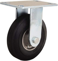 Hamilton - 6" Diam x 2" Wide, Rubber Rigid Caster - 300 Lb Capacity, Top Plate Mount, 4-1/2" x 6-1/4" Plate, Straight Roller Bearing - Exact Tool & Supply