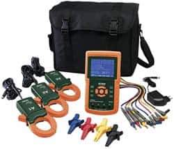 Extech - 3 Phase, 600 VAC, 0.20 to 1,200 Amp Capability, 45 to 65 Hz Calibration, LCD Display Power Meter - 0.5% Current Accuracy, 0.5% Voltage Accuracy - Exact Tool & Supply