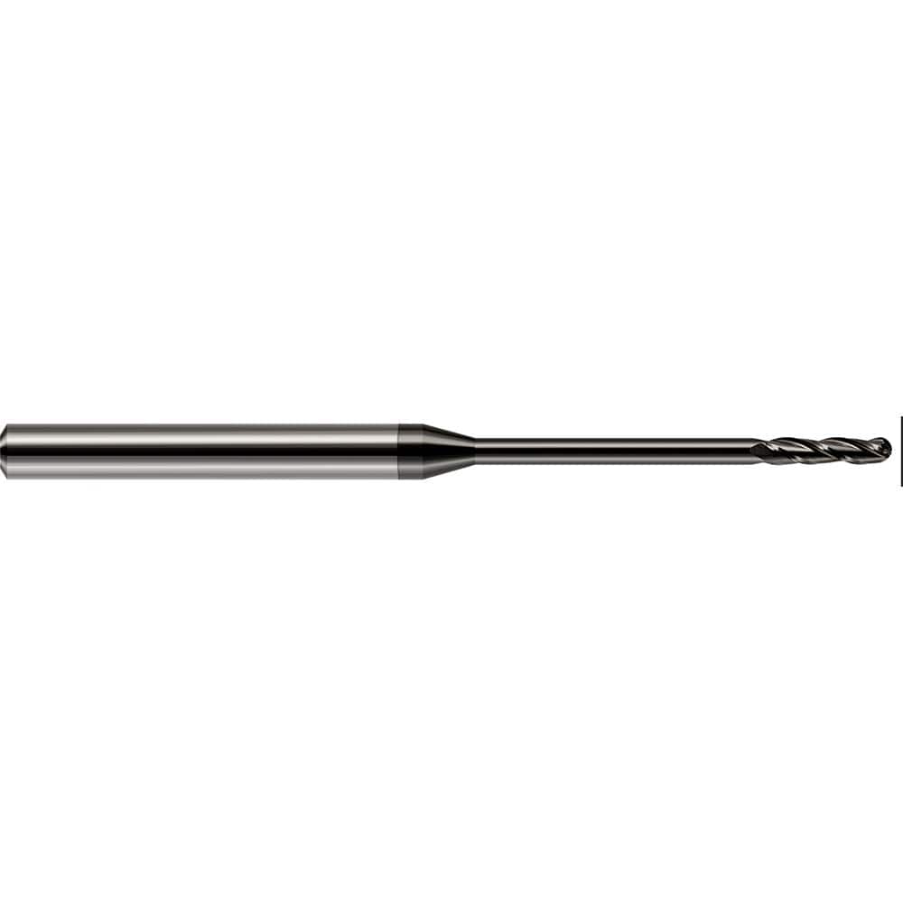 Harvey Tool - Ball End Mills; Mill Diameter (mm): 1.40 ; Mill Diameter (Decimal Inch): 0.0550 ; Number of Flutes: 3 ; Length of Cut (Decimal Inch): 0.3850 ; Material: Solid Carbide ; Overall Length (Inch): 2-1/2 - Exact Tool & Supply
