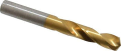 Hertel - 0.358" 135° Spiral Flute High Speed Steel Screw Machine Drill Bit - TiN Finish, Right Hand Cut, 1-3/4" Flute Length, 3-1/16" OAL, Split Point, Straight Shank - Exact Tool & Supply